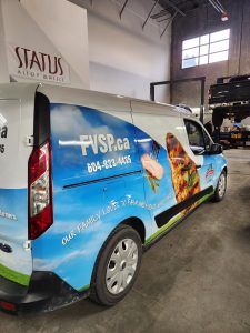FVSP commercial van with custom printed food graphics and business branding