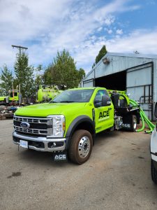 ACE Tank Services commercial truck graphics and vehicle lettering installed by Garage One